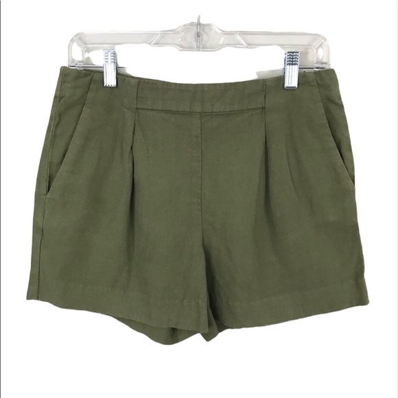 Madewell Pants - Madewell Olive Green Linen Blend Deck Shorts Sz 6